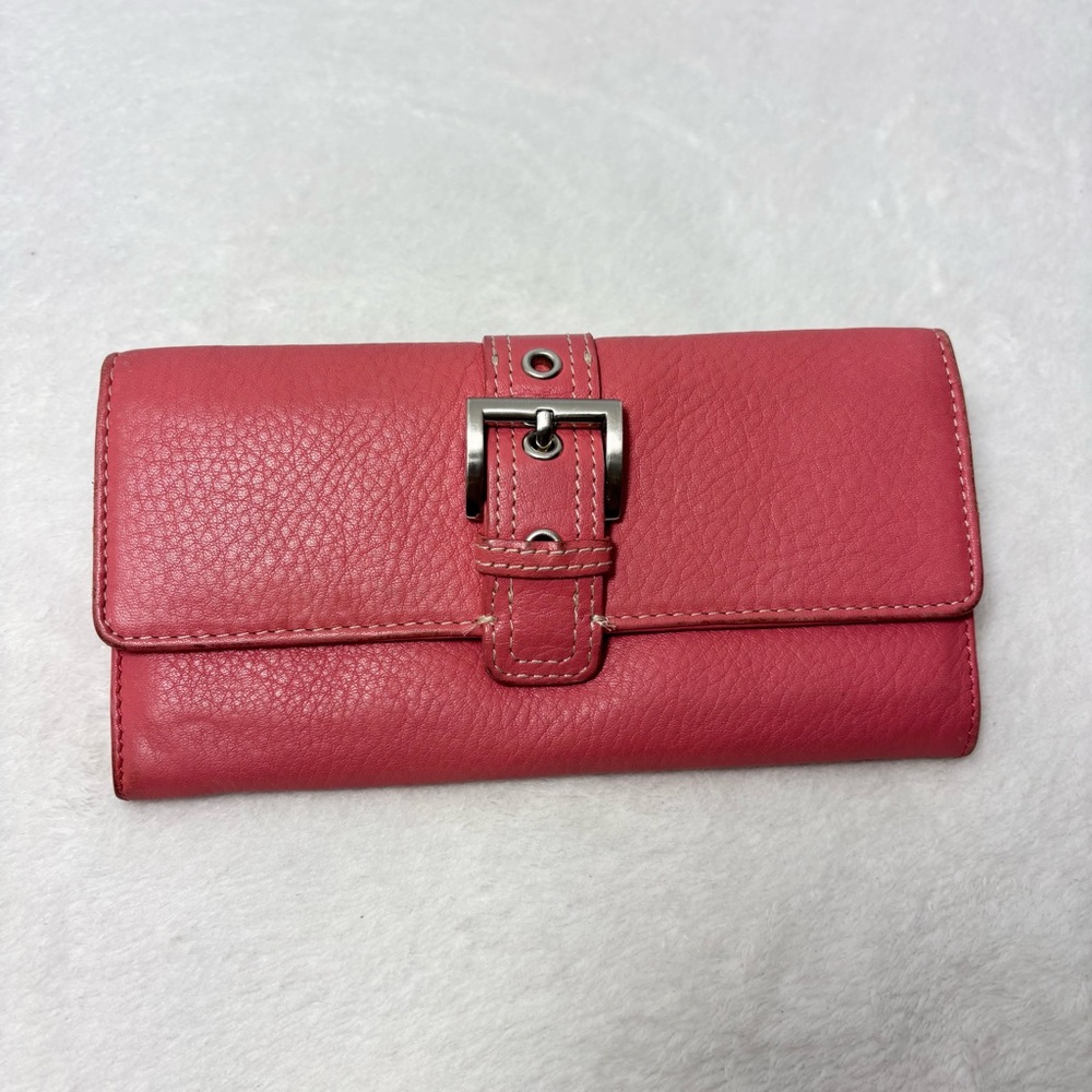 Talbots Coral Leather Wallet‎ with Buckle